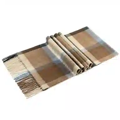 上海故事 商务 暗红条纹暖冬格子围脖 山羊绒 绒线围巾 男款