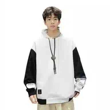 北极绒 圆领拼接套头韩版宽松长袖卫衣 男款