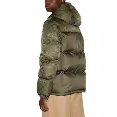 Gucci Printed Hooded Down Jacket Green
