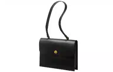 妙迪 大容量通勤 真皮 公文包单肩包 中号 女款 黑色