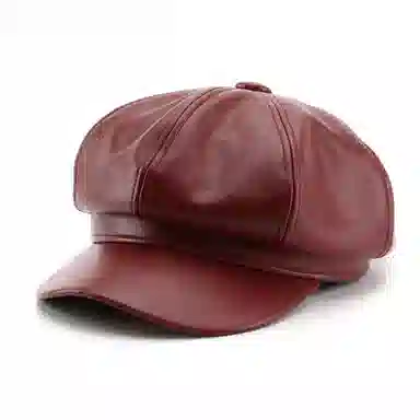 啄木鸟 八角帽日系个性女春秋纯色光板皮质画家帽户外街头保暖 腈纶、锦纶 贝雷帽 女款