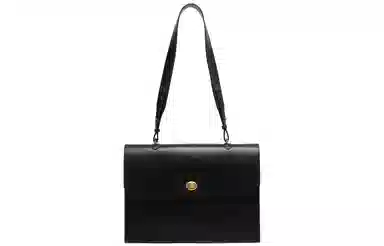 妙迪 大容量通勤 真皮 公文包单肩包 中号 女款 黑色