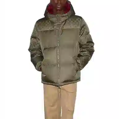 Gucci Printed Hooded Down Jacket Green