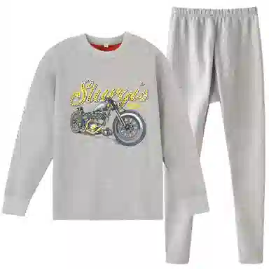 兰缪 青少年加绒加厚个性涂鸦圆领套头抗寒蓄热锁温不易褪色防刮耐磨不起球透气舒适保暖套装 男款