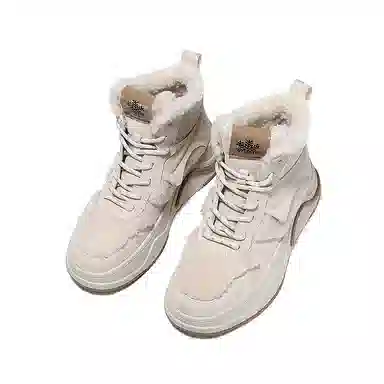 瑟莱雅 牛剖层革 加绒加厚保暖 高帮 板鞋 女款