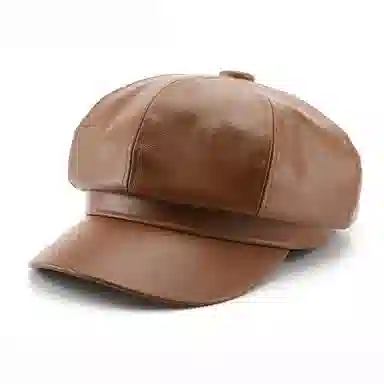 啄木鸟 八角帽日系个性女春秋纯色光板皮质画家帽户外街头保暖 腈纶、锦纶 贝雷帽 女款