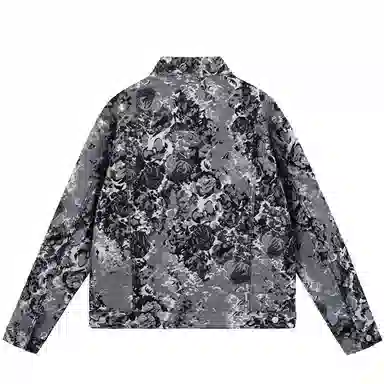 CIZA Vintage Blue and White Porcelain Jacquard Denim Jacket