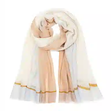 上海故事 散纤色织格大披肩 绵羊毛 围巾 女款 米驼灰绿