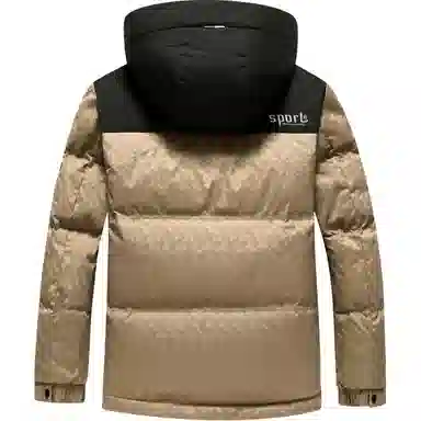 雅鹿 加厚连帽户外运动拼接撞色保暖羽绒服 男款