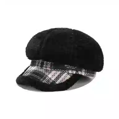 啄木鸟 韩国气质毛绒八角帽韩国秋冬保暖大头适合显脸小报童帽 羊羔毛 贝雷帽 女款