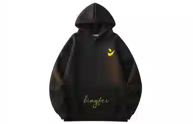 冰飞 美式复古高级感简约基础款创意手绘字母图案发泡印花高街潮牌外套学院风小众设计感高克重磅连帽卫衣 男女同款
