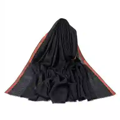 上海故事 散纤色织格大披肩 绵羊毛 围巾 女款 米驼灰绿