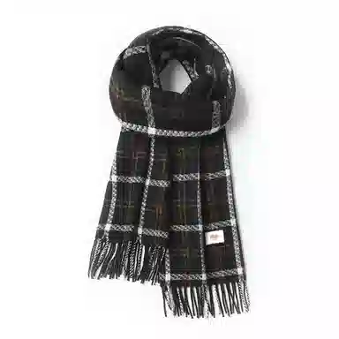 浪莎 秋冬季新款复古格子 学生加厚保暖高级感  礼盒装 聚酯纤维 绒线围巾 男女同款情侣款