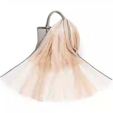 上海故事 散纤色织格大披肩 绵羊毛 围巾 女款 米驼灰绿