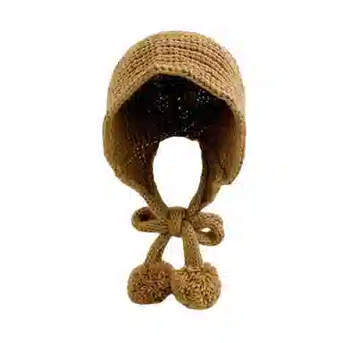 北极绒 秋冬韩版系带毛球保暖护耳百搭 涤纶 绒线帽 女款