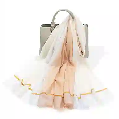 上海故事 散纤色织格大披肩 绵羊毛 围巾 女款 米驼灰绿