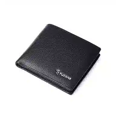 啄木鸟 简约时尚 牛皮 短款钱包 男款 黑色