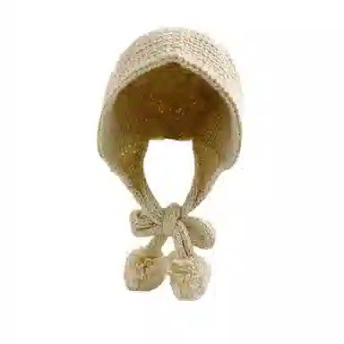 北极绒 秋冬韩版系带毛球保暖护耳百搭 涤纶 绒线帽 女款