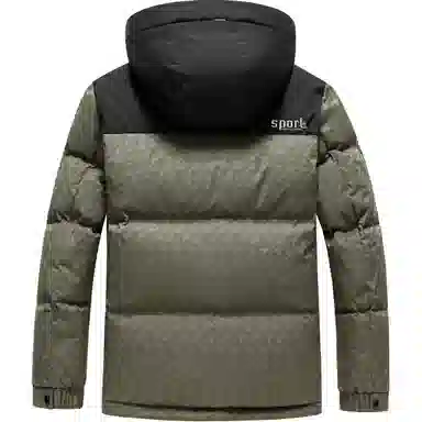 雅鹿 加厚连帽户外运动拼接撞色保暖羽绒服 男款