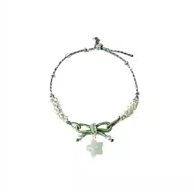 乃瑭 简约小众设计感百搭 精致显白可爱甜美青春氛围感 自戴送礼百搭款 绿色五角星编织链 树脂 手链 男女同款情侣款