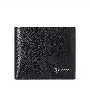 啄木鸟 简约时尚 牛皮 短款钱包 男款 黑色