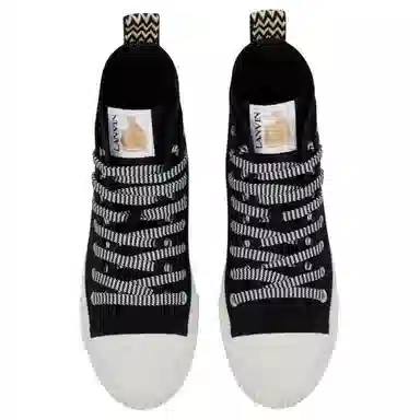 Lanvin High Top Canvas Sneakers Black