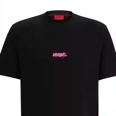 HUGO BOSS COTTON-JERSEY RELAXED-FIT T-SHIRT WITH DOUBLE LOGO T