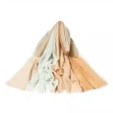 上海故事 散纤色织格大披肩 绵羊毛 围巾 女款 米驼灰绿