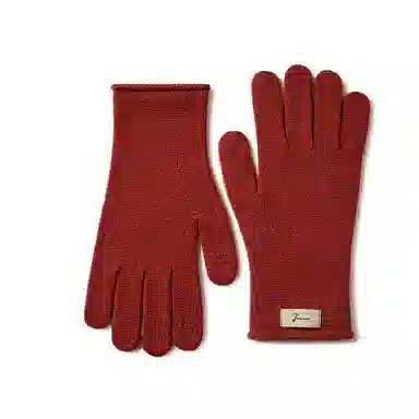 玖慕 韩版 百搭加厚保暖户外针织毛线 绵羊毛 绒线手套 女款