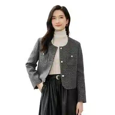 SENTUBILA Elegant Round Neck Short Jacket