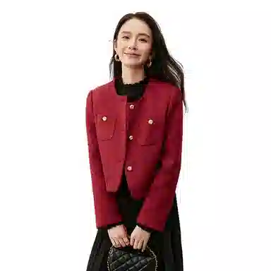 SENTUBILA Elegant Round Neck Short Jacket