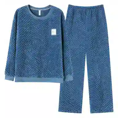 莫代尔 保暖储温轻柔舒适亲肤可外穿长袖长裤睡衣套装 女款 藏青色