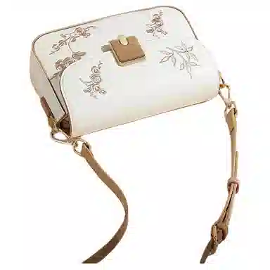 啄木鸟 时尚休闲百搭 牛皮 单肩斜挎包 中号 女款 米白