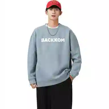 大卫贝肯 字母纯色基础款休闲宽松套头重磅圆领长袖卫衣 男女同款