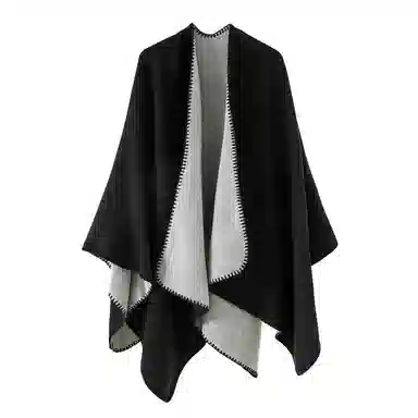 梦特娇 欧美风秋冬旅游外搭斗篷披风 双面纯色封边保暖 披肩 女