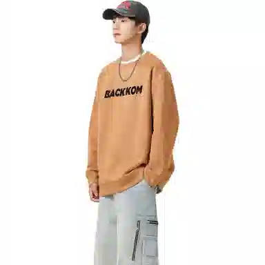 大卫贝肯 字母纯色基础款休闲宽松套头重磅圆领长袖卫衣 男女同款