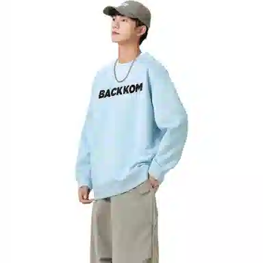 大卫贝肯 字母纯色基础款休闲宽松套头重磅圆领长袖卫衣 男女同款