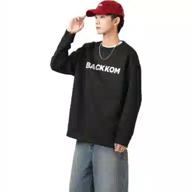 大卫贝肯 字母纯色基础款休闲宽松套头重磅圆领长袖卫衣 男女同款