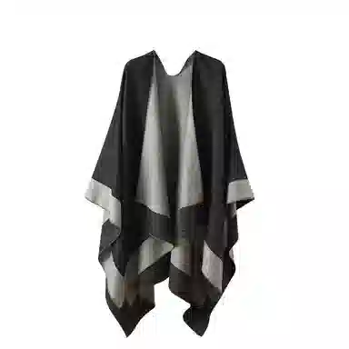 梦特娇 欧美高级感双拼色双面穿戴旅游拍照保暖防风沙 涤纶 披肩 女款