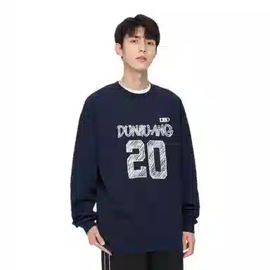 敦煌博物馆 重磅水洗美式复古字母渐变宽松百搭高街圆领卫衣 男女同款