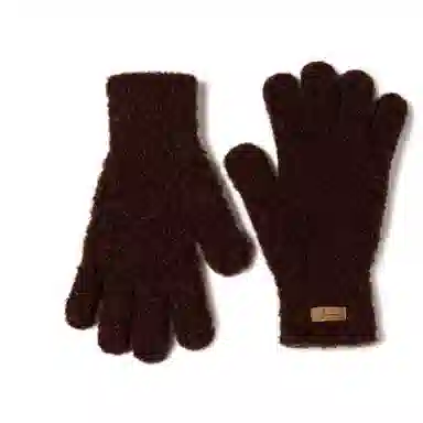 玖慕 秋冬加厚防寒保暖冬天开车骑车毛绒可爱毛线 绵羊毛 绒线手套 女款