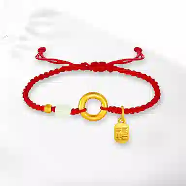 饰伴 国潮祈福 如意平安扣优雅小众国风手工编织手绳 好运连连心想事成 琉璃 手链 男女同款情侣款