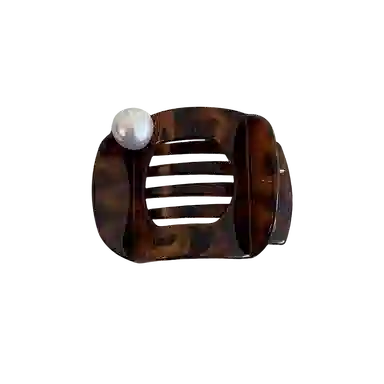 贯古今 复古玳瑁黑色珍珠后脑勺大号盘发鸭嘴夹气质马尾防滑半扎发饰 亚克力 发夹 女款