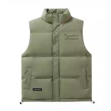 三体 文明系列 美式复古简约基础款字母印花立领保暖加厚柔软舒适休闲百搭户外工装机能风宽松无袖马甲 男女同款