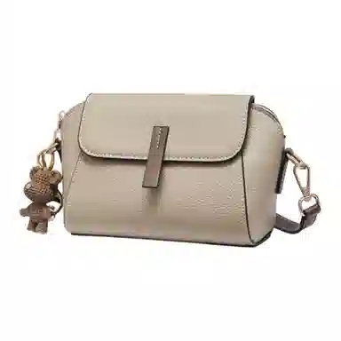 红蜻蜓 可调节可拆卸肩带 牛剖层皮革 单肩斜挎包 中号 女款 象鼻灰/纯黑色