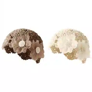 浪莎 跨境甜美花朵镂空包头帽女春秋手工编织钩花头巾帽度假复古针织帽 棉 帽子 女款