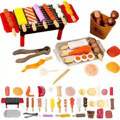 喜迪奇 仿真烧烤串套装 厨房做饭煮饭迷你小厨房 过家家 早教益智玩具