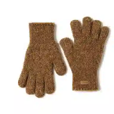 玖慕 秋冬加厚防寒保暖冬天开车骑车毛绒可爱毛线 绵羊毛 绒线手套 女款