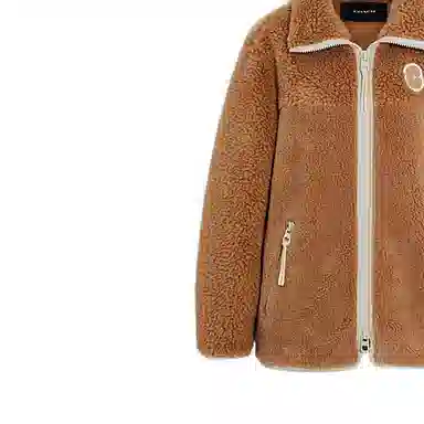 COACH FW22 Embroidered Lambswool Zip Jacket Brown