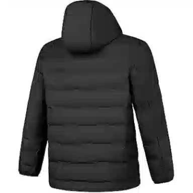 乔丹 男子训练系列 保暖拉链字母印花长袖休闲 防泼水连帽短款羽绒服 男款 黑色